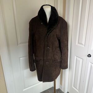 Vintage Skälar Suede Coat Mens 40 Brown Sherpa Lined Western Ranch USA Jacket